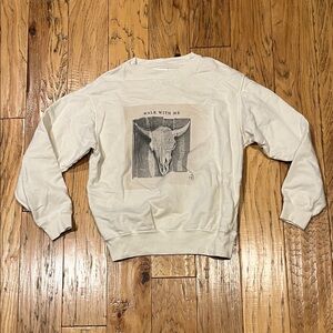 Anine Bing Cream Graphic Crewneck Sweater
